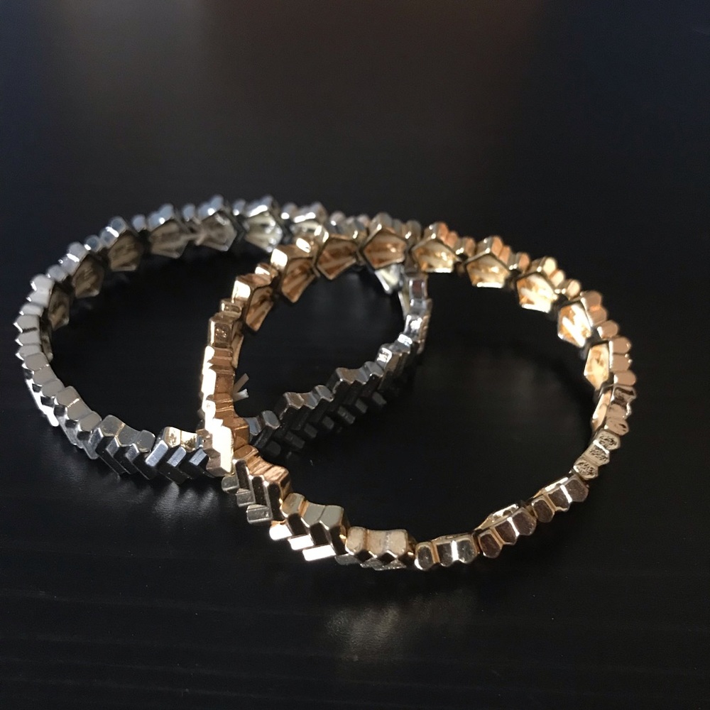 ***SALE*** Silver and gold tone chevron bracelets